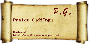 Preidt Gyöngy névjegykártya